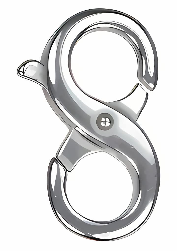 uGems Double Opening Sterling Silver Infinity Figure Eight Lobster Clasp 15mm x 10mm, 925 Silver, Medium Size for Bracelets & Necklaces, Double Interchangeable Clasp with Secure Closure, SKU: j-4119 - Image 1
